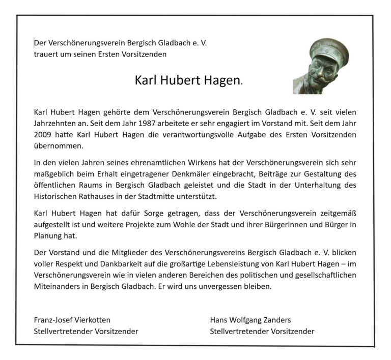 Anzeige Karl Hubert Hagen